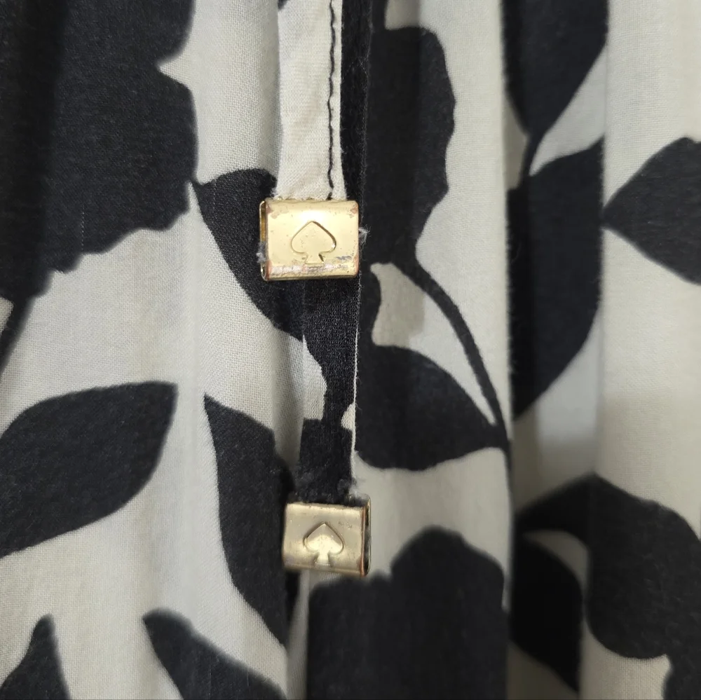 Kate‎ Spade White Black Floral Wide Leg Pants Women's Small